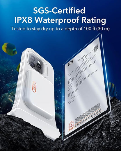 ESR Waterproof Phone Pouch for iPhone 13 Pro / 14 Pro / 15 Pro, Underwater Touch Sensitivity, IPX8 Floating Waterproof Cellphone Case with Lanyard, Dry Bag for Snorkeling, Clear