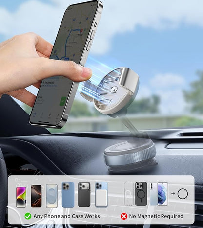 TONEOF Phone Clamp for Magnet with Metal Ring,Phone Mount Adapter for Magsafe Car Phone Holder,Quick Installation & Easy Removal Clip for All Phones/Magnetic Tripod/Magnet Mounts (Beige Gray,1 Pack)