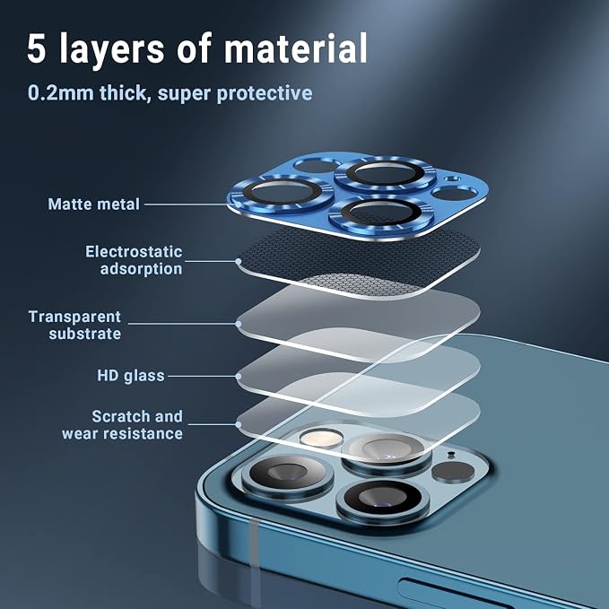Korecase 2 Pack Camera Protector Compatible with iPhone 12 Pro Max Whole Piece 9H Tempered Glass Anti Scratch Dust Strong Adhesion full coverage Protective Gold