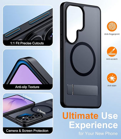 Magnetic for Samsung Galaxy S26 Ultra Case, [Innovate Stand][Military Grade Drop Protection][Non Slip][Translucent Matte] Shockproof Phone Case for Galaxy S26 Ultra 2026 -Black