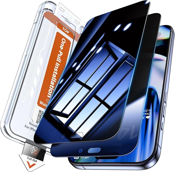 LK 2 Pack for iPhone iPhone 17 Pro Max Privacy Screen Protector [New Upgrade] [Auto Dust Removal] Anti-Spy Tempered Glass Screen Protector for 17 Pro Max, No bubbles, Easy Installation, Case Friendly
