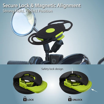 Bone Moto Tie Connect Kit 3 - Mirror Stem, Magnetic Motorcycle Phone Mount, Detachable & 360° Rotatable, Heavy Duty & Shock-Absorbing Scooter iPhone Holder for 4.7"–7.2" Smartphones (Mirror Mount)