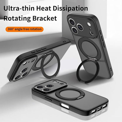 Magnetic iPhone Case [Compatible with MagSafe], Shockproof Translucent Matte Phone Case for iPhone 17 Pro Max, iPhone 17 Pro (with 360° Rotatable Ring Holder Stand) (Black, iPhone 17 Pro)