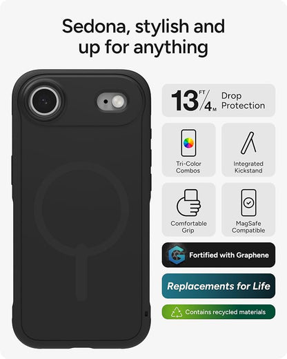 ZAGG Sedona Snap Case for iPhone Air - Flood Black, Drop Protection (13ft/4m), Graphene-Reinforced Multi-Layer Protection, MagSafe Phone Case with Impact-Absorbing Bumpers, Slim & Lightweight