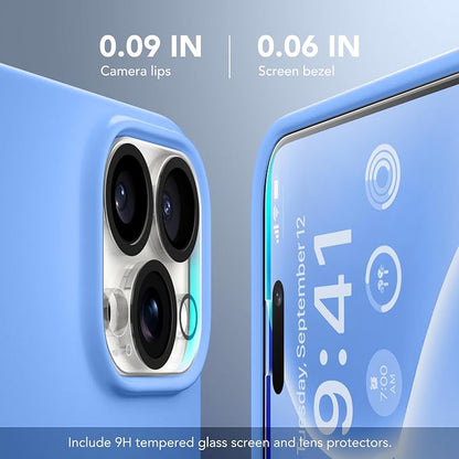 GONEZ for iPhone 15 Pro Max Case Silicone, Compatible with Magsafe, Camera Protector + Screen Protector, Soft Anti-Scratch Microfiber Lining, Liquid Silicone Shockproof Phone Cover, Sky Blue