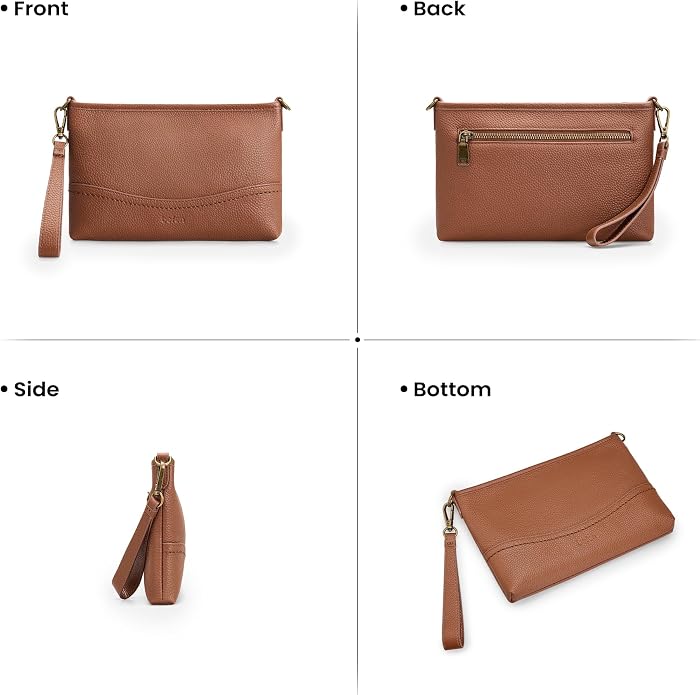 befen Genuine Leather Wristlet Wallet for Women Soft RFID Leather Clutch Purse with Built in Wallet Trendy Crossbody Bag