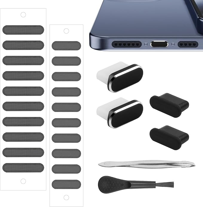 USB C Dust Plug for iPhone 15 16 17 Series, USB C Port Cover Phone Speaker Cover, Phone Charging Port Cleaner for Samsung Galaxy S23, S22 Ultra S21 FE S20, Note 20 and All Type-C Devices