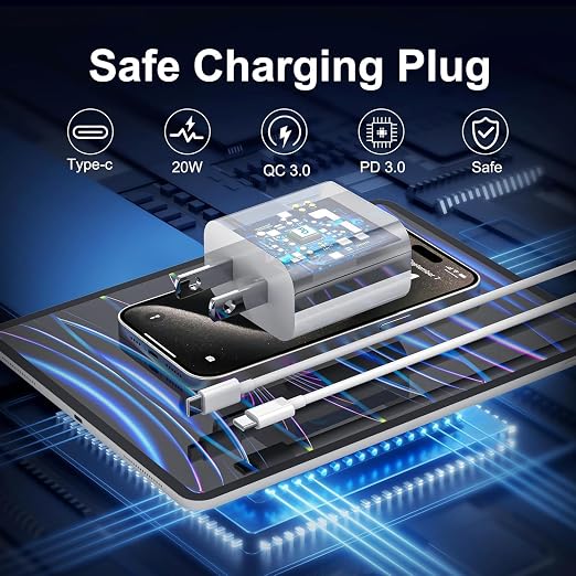 2Pack USB C Fast Charger for iPad Pro 13/12.9/11 in 2025-2018,iPad 11th,iPad Air 4th/5th 10.9",iPad Mini 7th Generation,iPad Charger Fast Charging Wall Charger Block with 3FT USB C to C Cable