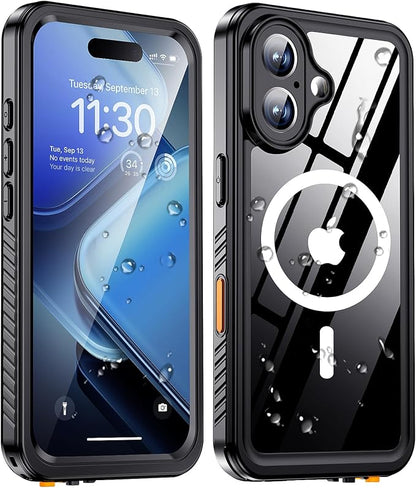 xiwxi for iPhone 16 Plus Case Waterproof,[IP68 Underwater][Built-in Screen Protector & Camera Protector][15FT Military Dropproof][Dustproof] Full Body Shockproof Protective Phone Case 6.7" Black