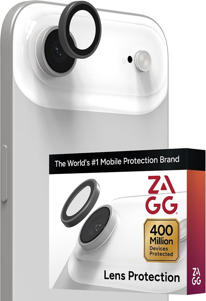 ZAGG iPhone Camera Lens Protector for iPhone Air - Silver, Camera Ring, Maximum Impact & Scratch Protection, Anti-Reflective Technology, Smudge-Resistant, Precise Fit, Glass Elite