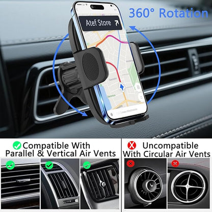 Phone Holder for Car Vent [2026 Upgraded Clip] Cell Phone Mount Hands Free Cradle Air Vent for iPhone 17 16 Pro Max and Universal Smartphone (Black)