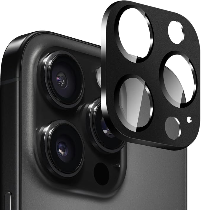 SAHARA - Ultra-Strong Camera Lens Protector for iPhone 16 Pro/16 Pro Max (2-Pack), Black, (ZD00161)