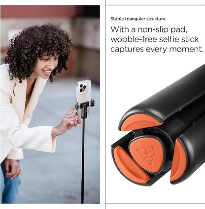 Spigen Selfie Stick Automatic Tripod Stand with Bluetooth Remote Control Shutter 57" Extendable Compatible with MagSafe iPhone 17/16/15/14/13/12 Pixelsnap Pixel 10 Series & More - Black (S541W)