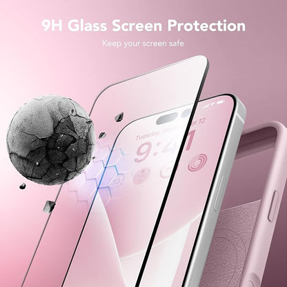 GONEZ Magnetic for iPhone 17 Pro Max Case, Compatible with MagSafe, [Screen Protector + Camera Lens Protector], Liquid Silicone Anti-Scratch Shockproof Protective Phone Case 6.9 inch, Pastel Pink