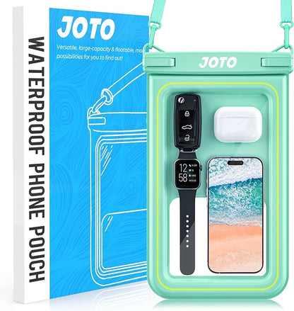 JOTO [IP68 Floatable Large Floating Waterproof Phone Pouch Up to 10", Underwater Phone Case Cellphone Dry Bag for iPhone 17 16 15 14 13 12 11 Pro Max Xs Max XR X 8 7 Plus SE/Galaxy S24 S23 S22 -Grey