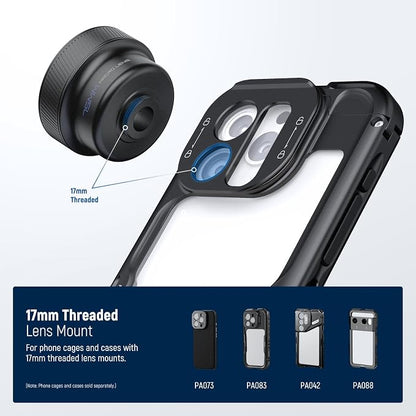 NEEWER 75mm Macro Phone Camera Lens with 17mm Threaded Lens Clip, 3X Magnification, 5 Elements in 5 Groups for Backplate, Phone Cage, Case Compatible with iPhone Samsung Android, LS-73