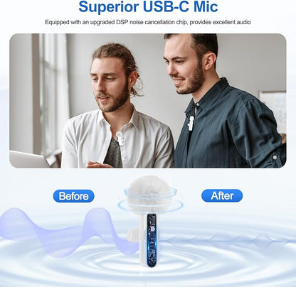 PoP voice Wireless Lavalier Microphone for iPhone, Android, Mini Clip-On Mic with Noise Cancellation, 65ft Range, 12H Battery, USB-C/Lightning - for TikTok, YouTube, Podcast, Live Streaming