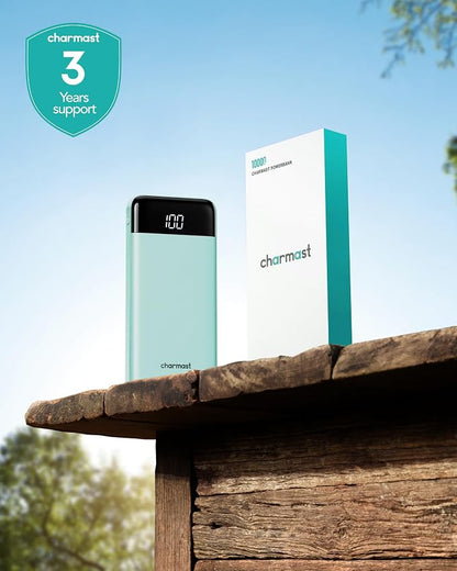 charmast 10000mAh Portable Charger,Built-in 4 Cables,6 Outputs/3 Inputs,3A Fast Charging,Compatible with iPhone,iPad,Samsung,Pixel,LG
