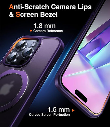 Chicfun 3-in-1 [Magnetic+Kickstand+Ring Holder] for iPhone 16 Pro Case with Stand Ring Holder， Compatible with MagSafe, Military Shockproof Kickstand Phone Case iPhone 16 Pro Cover Purple