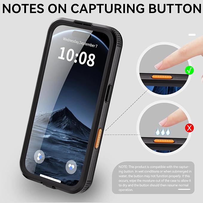 Omio for iPhone 17 Pro Waterproof Case Compatible with MagSafe, Magnetic Waterproof Full Body IP68 Underwater Case Built-in Screen Protector Military Grade Shockproof Cover for Men Women Black