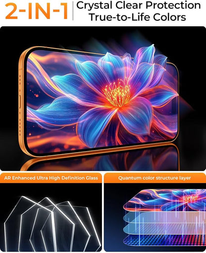 MRGLAS TOP 9H+ Glass 2+2 Packs for iPhone 17 Pro Screen Protector with Camera Lens Protector [Zero Bubble, Auto-Dust Removal] [10X Military Protection] 17 Pro 6.3'' Tempered Glass Full Edge Coverage