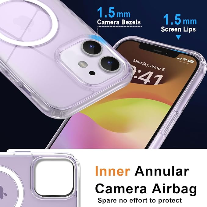 MOCCA Strong Magnetic for iPhone 12 Case/12 Pro Case, [Anti Yellowing][Compatible with Magsafe][Mil-Grade Drop Protection] Slim Thin Shockproof Protective Phone Case for iPhone 12/12 Pro 6.1”, Clear