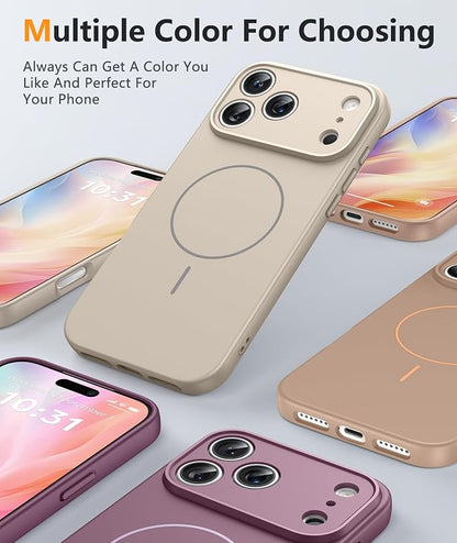 FNTCASE for iPhone 17 Pro Max Case: [Compatible with Magsafe] Integrated Silicone Phone Cases with [Full Camera Protection] [Screen Protector] Military Grade Shockproof Protective Cover - Full White