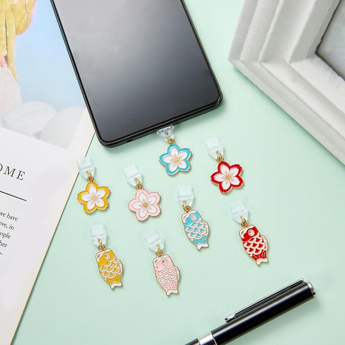 7-10Pcs Dust Plug Charm Type C with Alloy Pendants Cute Cell Phone Charms for Most Type C Phone,Readers Device