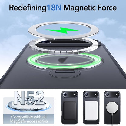 Anqrp 360° All-in-ONE Stand Case for iPhone 17 Air Case with Rotatable Magnetic Kickstand Ring Holder, Compatible with Mag-Safe, MIL-Grade Shockproof iPhone 17 Air Phone Case Cover 6.5", Black