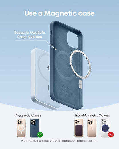Anker 622 Magnetic Battery (MagGo), 5,000mAh Foldable Magnetic Wireless Portable Charger with Stand and USB-C Port (On The Side), Magsafe-Compatible for iPhone 16/15/14/13 Series (Pack of 2)