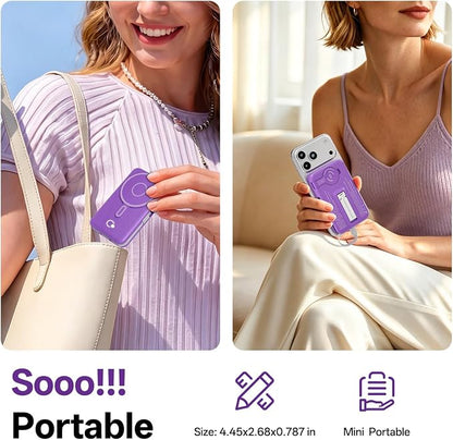 Q Magnetic Wireless Portable Charger 10,000mAh, Travel Essentials Power Bank with Built-in Cables & Foldable Stand, External Battery Pack Compatible with iPhone 17/16/15/14/13/12, Apple Watch