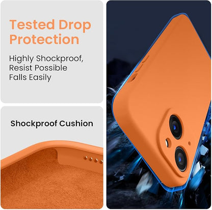 FireNova Designed for iPhone 14 Case, Silicone Upgraded [Camera Protection] Phone Case, Soft Anti-Scratch Microfiber Lining Inside, 6.1 inch, Kumquat