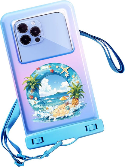 Personalized Initial Waterproof Phone Pouch Case - IPX8 Cellphone Dry Bag with Lanyard for iPhone 16/15/14/13/12 Pro Max (6.1–6.9"), Beach & Cruise Ship Essentials with Monogrammed Design (Blue, O)