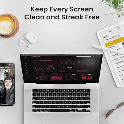 EVEO® Screen Cleaner Spray Kit (Streak-Free) TV Screen Cleaner for Smart TV, LCD, LED, OLED | Computer Screen Cleaner Spray and Wipe Microfiber Cloth - TV, Monitor, Laptop, iPad, Car - 6.7oz 2 Pack