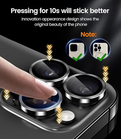 iGluz 2 Pack Anti-Reflection Camera Lens Protector for iPhone 15 Pro/15 Pro Max - Anti-Fog Ultra Thin Tempered Glass, 1-Step Installation Tray, Strong Adsorption, 9H Shatterproof & Scratch Resistant, Black Titanium