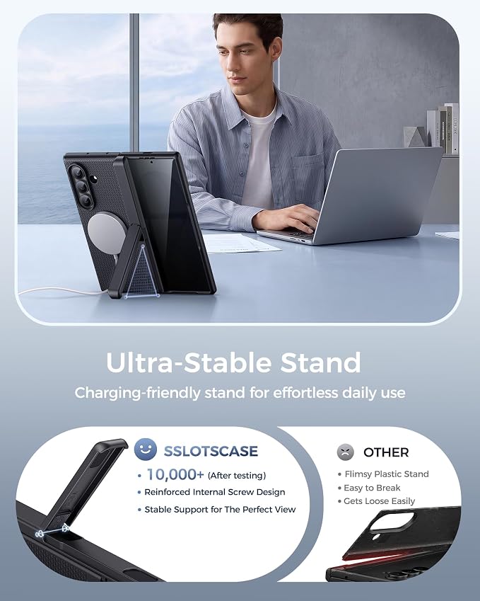 SSLOTSCASE for Galaxy Z Fold 8 Ultra Case, Privacy Screen Protector, Black | Stand, Support Wireless Charging, Hinge Protection, Magnetic Rugged Multifunctional Full-Body Protective Phone Cover 5G 2026