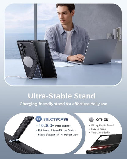 SSLOTSCASE for Galaxy Z Fold 8 Ultra Case, Privacy Screen Protector, Black | Stand, Support Wireless Charging, Hinge Protection, Magnetic Rugged Multifunctional Full-Body Protective Phone Cover 5G 2026