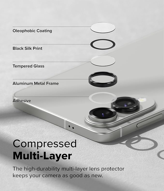 Ringke Camera Lens Frame Glass [Individual Lens Covers] Compatible with Samsung Galaxy S25 Edge Camera Lens Protector, Tempered Glass Covers and Aluminum Alloy Frames