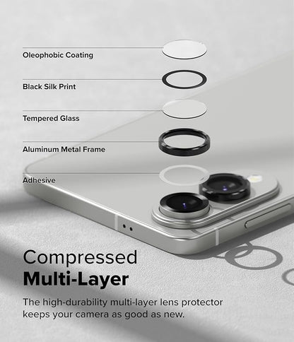 Ringke Camera Lens Frame Glass [Individual Lens Covers] Compatible with Samsung Galaxy S25 Edge Camera Lens Protector, Tempered Glass Covers and Aluminum Alloy Frames