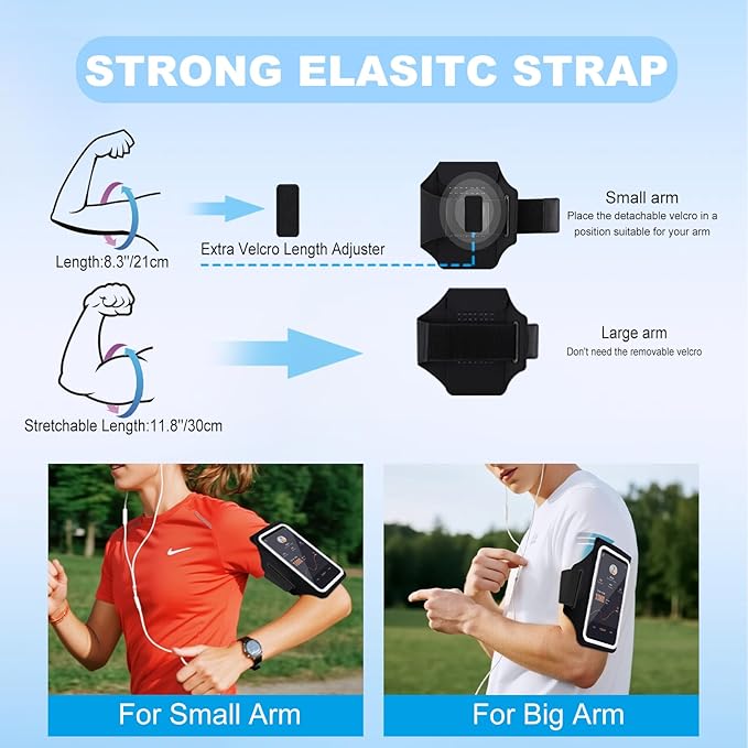 Running Armband with Earphone Pouch & Card Slot, Running Phone Holder for iPhone 17 16 15 14 Pro Max Plus Galaxy S25 S24 S23 Ultra, Up to 6.8" Phones