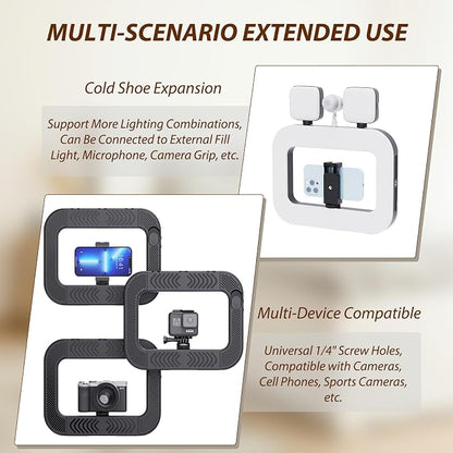 Ring Light for Phone with Video Rig, LED Video Light Kit, 8000mAh Battery, Bluetooth Remote, Adjustable Brightness and Color for Selfie, Phone Photography, TikTok, YouTube, Vlogging (LED Pro)