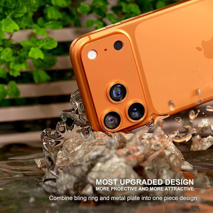 beuxece Compatible for iPhone 17 Pro Max Camera Lens Protector, Matte Metal Tempered Glass Rear Camera Screen Cover Accessories [Military Grade Shatterproof] [Strong Adsorption] - Orange