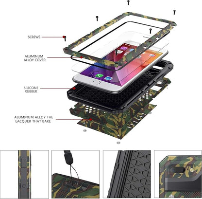 Mitywah Waterproof iPhone 7/8 Case - Heavy Duty Metal, Full Body Protection, Built-in Screen, Shockproof, Dustproof, Military Grade Defender, Camouflage