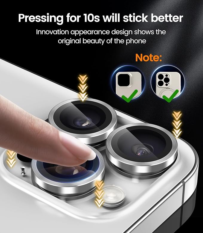 iGluz 2 Pack Anti-Reflection Camera Lens Protector for iPhone 16 Pro/iPhone 16 Pro Max [98% Transmittance][1-Step Installation Tray][Strong Adsorption] 9H Shatterproof Tempered Glass-White Titanium