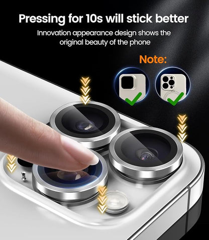 iGluz 2 Pack Anti-Reflection Camera Lens Protector for iPhone 16 Pro/iPhone 16 Pro Max [98% Transmittance][1-Step Installation Tray][Strong Adsorption] 9H Shatterproof Tempered Glass-White Titanium