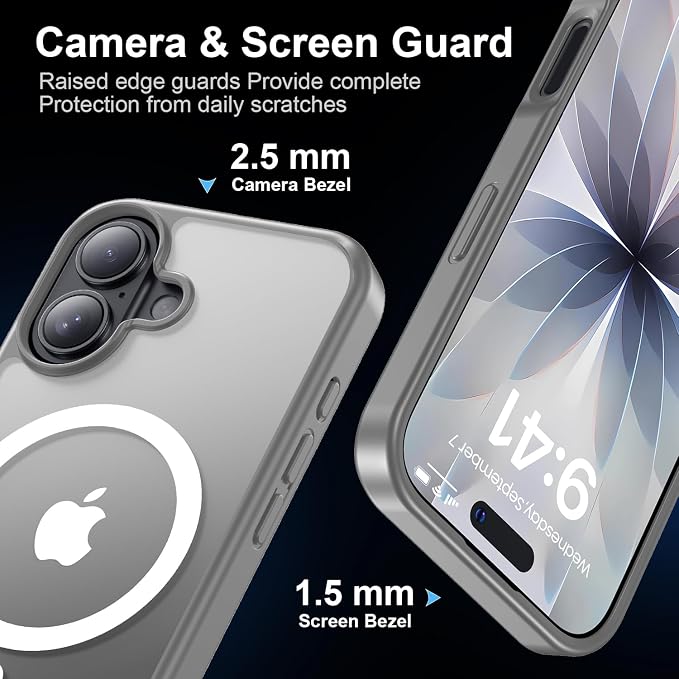Strong Magnetic for iPhone 17 case [10Ft Military-Grade Protection] Compatible with fit MagSafe Shockproof Slim Thin Cover case for iPhone 17 6.3 inch, Gray