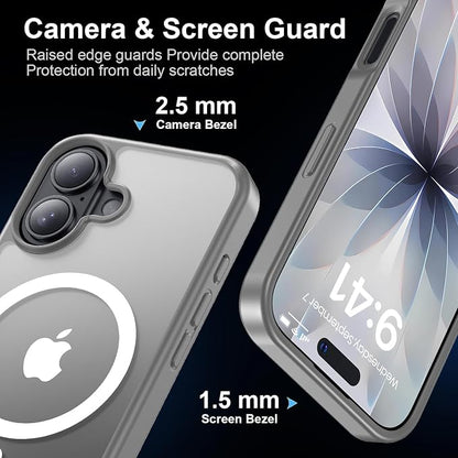 Strong Magnetic for iPhone 17 case [10Ft Military-Grade Protection] Compatible with fit MagSafe Shockproof Slim Thin Cover case for iPhone 17 6.3 inch, Gray