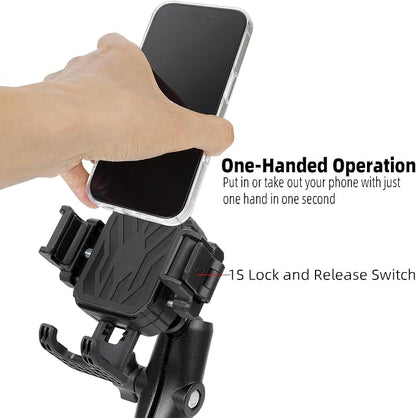 Universal Phone Mount Holder for Car, Truck, Boat - Vibration Dampener, Aluminum AMPS Square Base, Medium Arm, 1s Quick Lock/Release, Camera Friendly, Fits 4.7-7.2" Smartphones