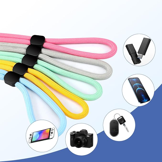 FrgKbTm Hand Wrist Strap Lanyard, Adjustable Nylon Colorful for Mobile Phone, Camara, USB Flash Drive, ID Name Tag Badge