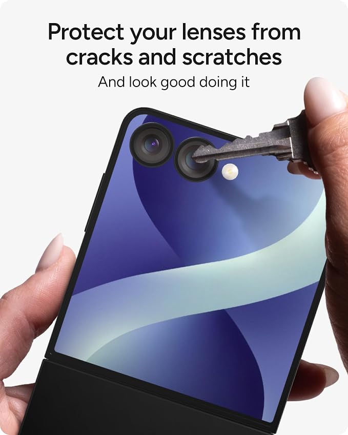 ZAGG Glass Elite Samsung Galaxy Z Flip8 Camera Lens Protector | Anti-Reflective, 5X Stronger Impact & Scratch Resistant Aluminosilicate Glass - Easy Installation, Smudge-Free Surface